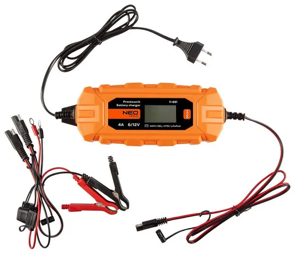 Зарядний пристрій автоматичний Neo Tools, 4A/70Вт, 3-120Ah, для кислотних/AGM/GEL акумуляторів фото №1