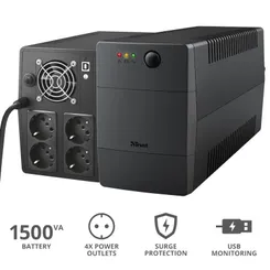 Джерело безперебійного живлення Trust Paxxon 1500VA UPS with 4 standard wall power outlets BLACK фото