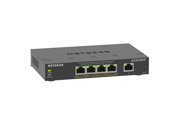 Коммутатор NETGEAR GS305EPP 5xGE (4xPoE), 120Вт, WebSmart