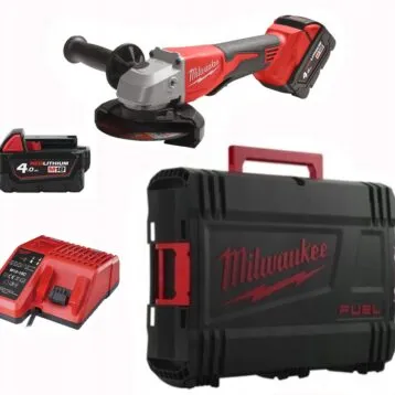 Шліфмашина кутова - болгарка акумуляторна безщіткова MILWAUKEE M18 BLSAG125XPD-402X діаметр 125мм, 2 акум., зар.пристр., дінакей ціна в Україні