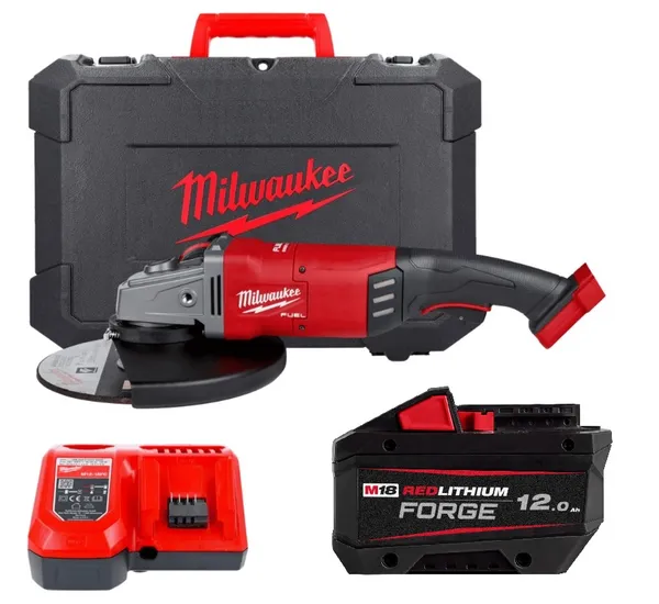 Шліфмашина кутова - болгарка акумуляторна безщіткова MILWAUKEE O230мм M18 FLAG230XPDB-121C FORGE (+ заряд.пристрій, 1 акум., кей