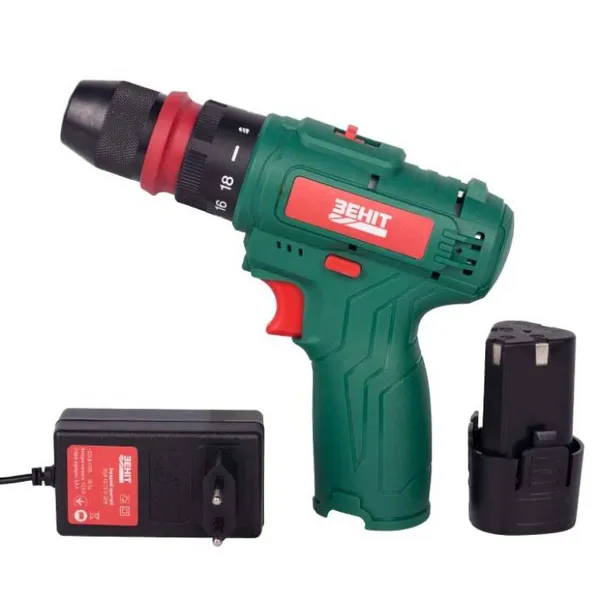 Шурупокрут-дриль акумуляторний Зеніт ЗША-12/15 S1 DFR 12В 1х1.5А·год 18Нм 350·1350об·хв 0.95кг