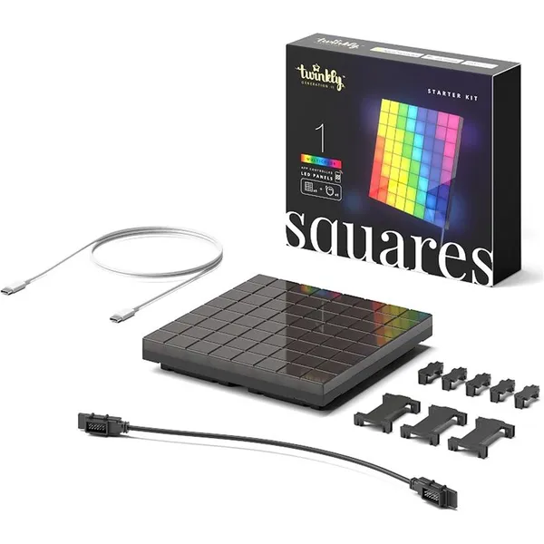 Панель Smart LED Twinkly Squares 1 Starter RGB IP20 16х16см USB-C чёрный