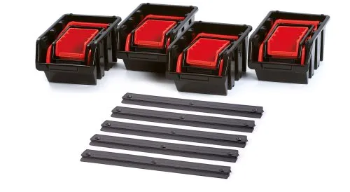 Панель підвісна з набором контейнерів для зберігання Kistenberg KST16, 5 панелей 38.6*0.8*4.3см, 16 контейнерів,  пластик