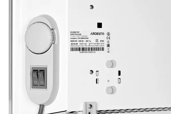 Замовити Конвектор ARDESTO, 20м2, 2000Вт, мех. упр-ння, відкритий нагрів. елемент, білий з доставкою