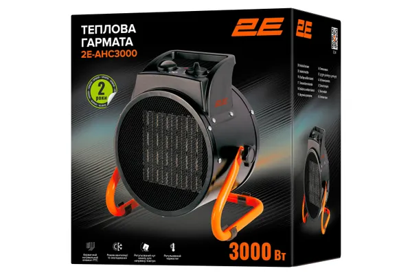 Заказать Тепловая пушка электрическая 2E Ceramic, 3кВт, 30м кв, 280м куб/ч, керамический нагрев. элемент (PTC), черный с доставкой
