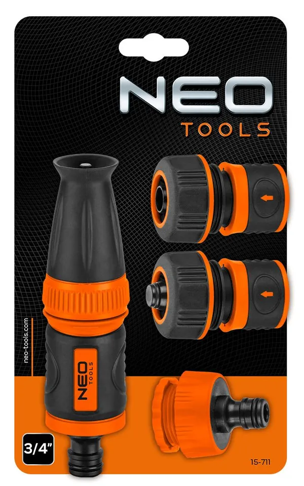 Набор для полива Neo Tools 3/4", ороситель ручной прямой, 2 коннектора для шланга, коннектор для крана 3/4"-1" отзывы