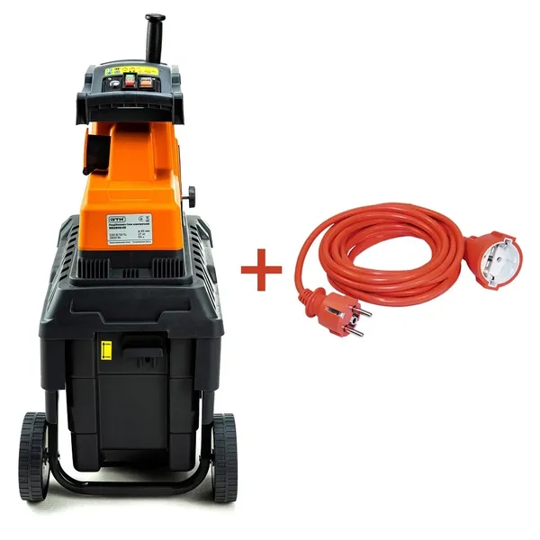 Подрібнювач садовий MS2800/45 KIT, 220В, 2800Вт, гілки до 45мм, фреза, контейнер 55л + подовжувач 10м 3*1,5 помаранч. купити в Україні