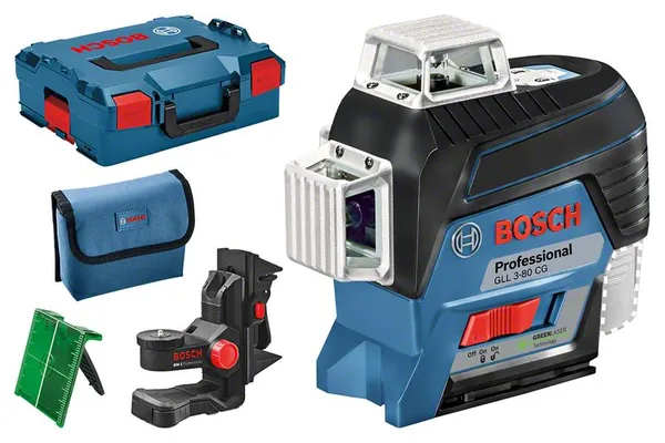 Нівелір лазерний Bosch GLL 3-80 CG, до 30м з приймачем 120м,  ±0.3мм/м, BM 1 + L-Boxx, 0.82кг