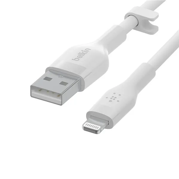 Кабель USB-A > Lightning заряджання/синхронізації Belkin, 1м, силіконовий з кліпсою, білий