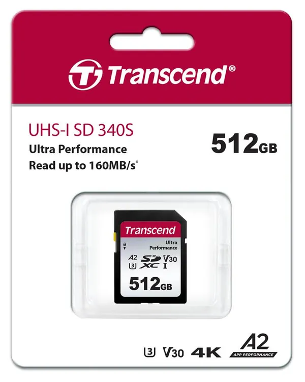 Карта памяти Transcend SD 512GB C10 UHS-I U3 A2 R160/W90MB/s 4K