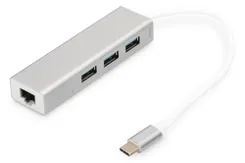 Концентратор DIGITUS DIGITUS USB-C - USB 3.0 3 Port Hub + Gigabit Ethernet фото