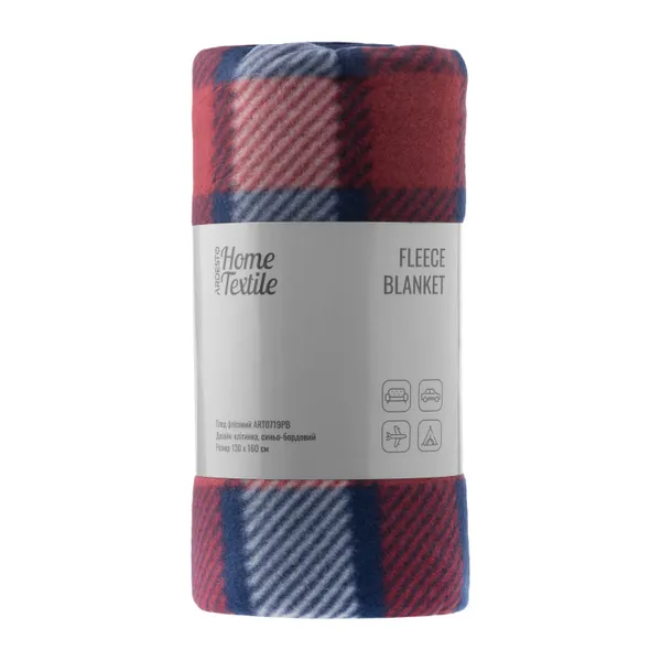 Плед ARDESTO Fleece 130x160см, 100% полиэстер, клетка, сине-бордовый