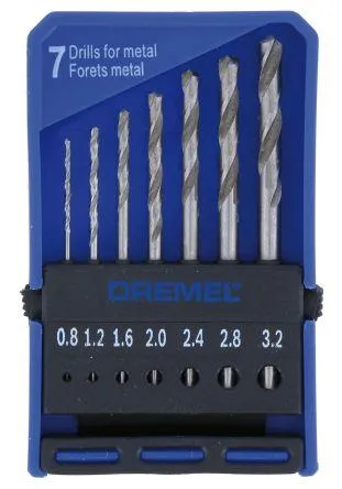 Набор сверл по металлу Dremel 628, 7шт, HSS, 0.8-3мм, кейс