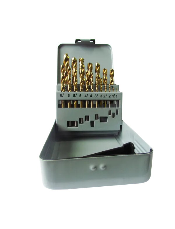 Набір свердел п/м 1-10мм 19шт HSS-TiN коробка метал
