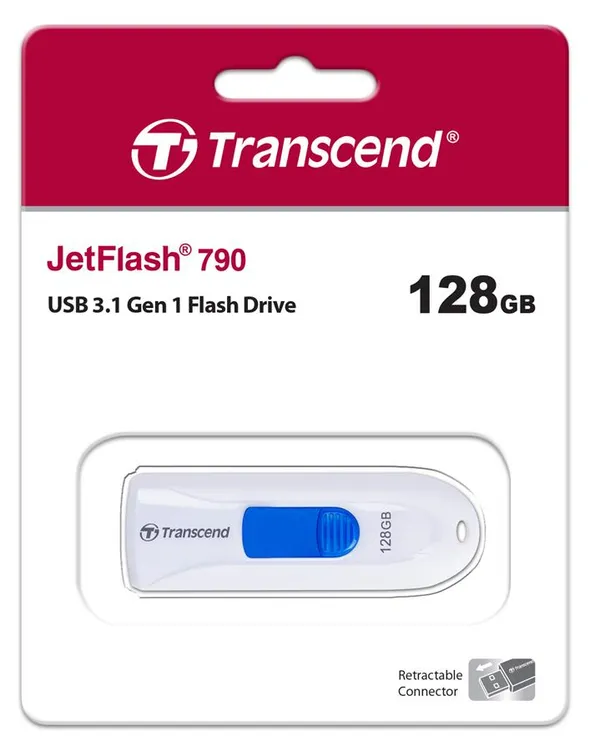 Накопитель Transcend 128GB USB 3.1 Type-A JetFlash 790 Белый