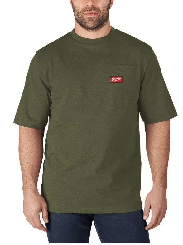 Футболка MILWAUKEE WTSSGN-S, з карманом та коротким рукавом, зелена, (розмір S) цена в Украине