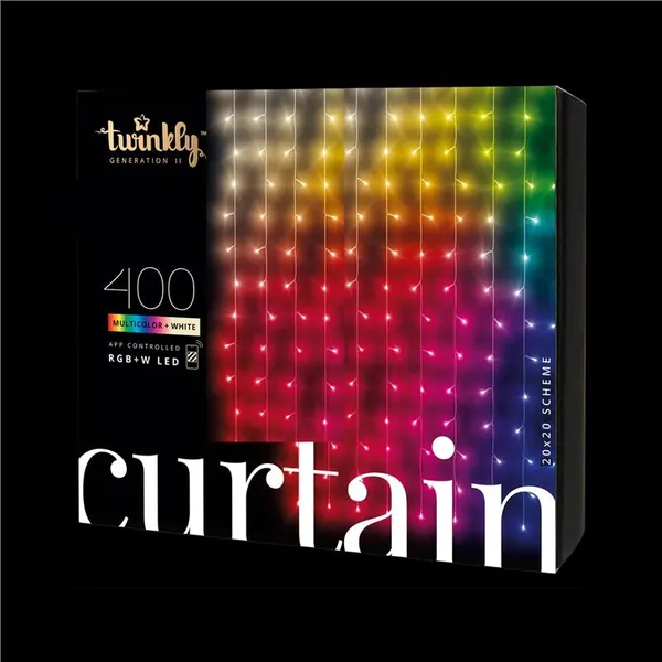 Гирлянда Smart LED Twinkly Curtain RGBW 400 IP44 3х2м прозрачный кабель