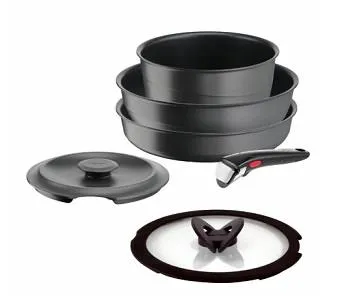 Набор посуды Tefal Ingenio Inspiration, 6 предметов, алюминий, стекло, бакелит, черный