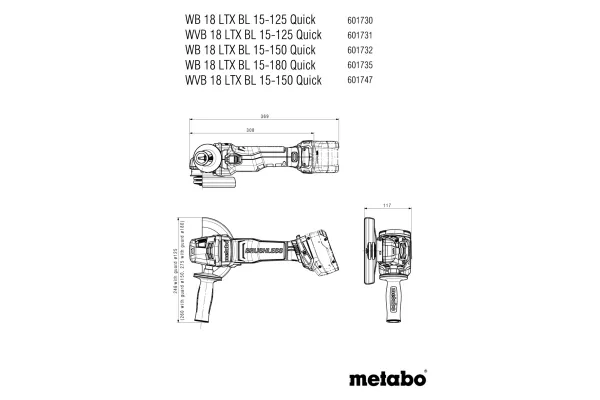 Купить Шлифмашина угловая аккумуляторная Metabo WVB 18 LTX BL 15-125 QUICK, 125мм, 18В, 2500-10000об/мин, М14, 2кг, без АКБ и ЗУ со скидкой
