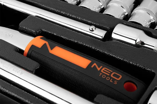 Набір інструментів Neo Tools, набір торцевих головок, 25шт, 1/2", CrV, металевий кейс фото №4