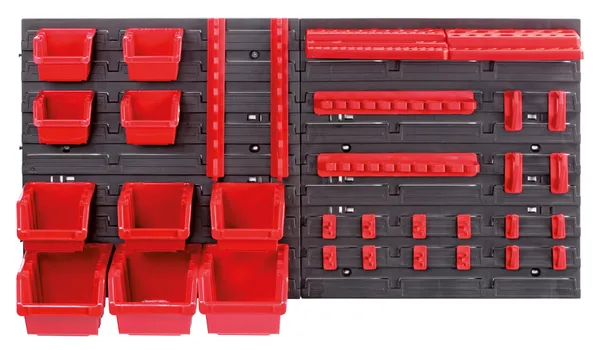 Панель подвесная с набором контейнеров для хранения Kistenberg KOR4, 2 панели 38.6*1.8*39см, 10 контейнеров, 20 крючков, пластик