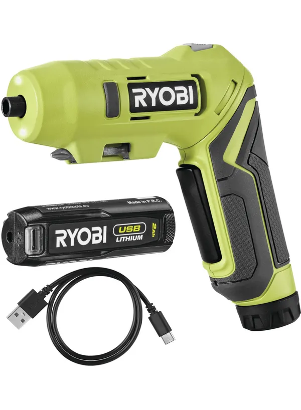 Отвертка аккумуляторная Ryobi USB Lithium RSDP4-120G 4В 1х2А·час 5Нм 200об/мин поворотная ручка 0.35кг