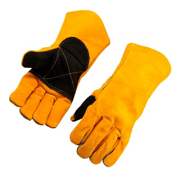 Рукавички зварювальника Tolsen, коров'яча шкіра, найвищий ступінь захисту від горіння та бризок металу, р.14, жовтий
