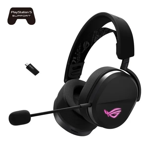 Гарнитура игровая ASUS ROG Pelta, USB-A/BT/WL, RGB, 1.8м, чёрный