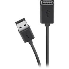 Кабель заряджання/синхронізації Belkin USB-A > USB-AF, 1.8м, чорний фото