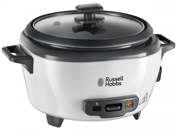 Рисоварка Russell Hobbs Medium, 300Вт, чаша-1.4л, механическое управл., съемная крышка, нерж. сталь, черно-белый