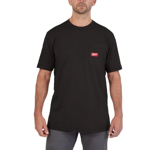 Футболка MILWAUKEE WTSSBL-XXL, з карманом та коротким рукавом, чорна, (розмір XXL) цена в Украине
