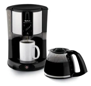 Кофеварка Tefal капельная Subito Mug 1.25л, молотый, черно-серебристый