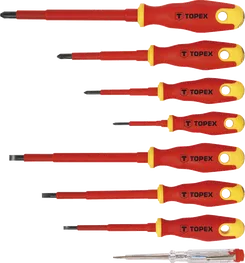 Викрутки TOPEX набір 8шт, діелектричні, тестер напруги, SL,PH, сталь CrV фото
