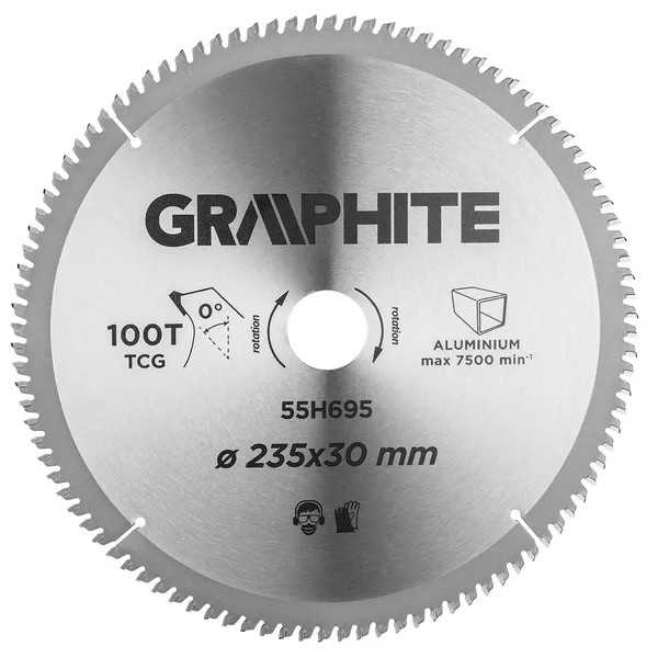 Диск пильний Graphite по люмінію, 235х30мм, 100 зубів