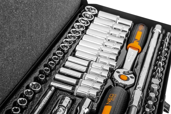 Набор инструментов Neo Tools, набор торцевых головок, 63шт, 1/4", CrV, металлический кейс фото №6