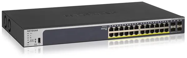 Коммутатор NETGEAR GS728TPP 24xGE PoE, 4xSFP, 384Вт, Управляемый L2