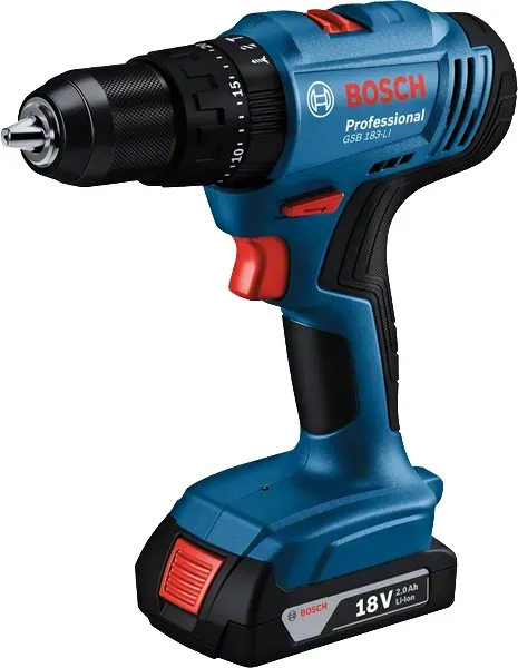 Шуруповерт-дрель ударная аккумуляторная Bosch GSB 183-LI 18В 1х2А·час 21-56Нм 374-1815об·мин кейс 1.2кг цена в Украине