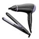 Фен + выпрямитель Remington Style Essentials набор, 2000Вт, режимов-3, фен D3010 + щипцы для волос S1450, фиолетово-черный