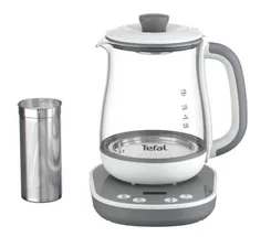 Электрочайник Tefal Tastea tea maker 1.5л, стекло, заварник, бело-серый фото