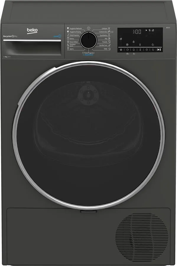 Сушильная машина Beko тепловой насос, 8кг, A++, 60см, дисплей, подсветка барабана, серый