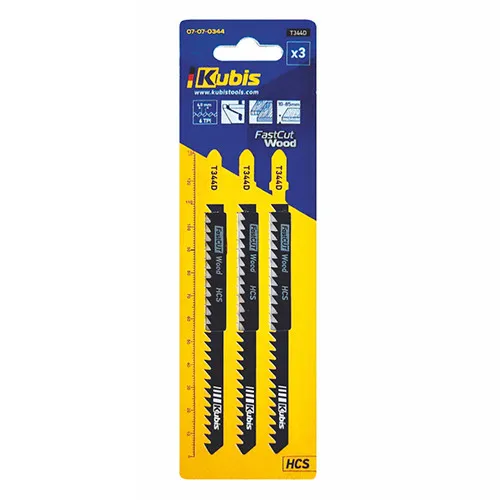 Пилки для лобзика 3 шт (дерево, ламінат, фанера, ДСП) Kubis 07-07-0344