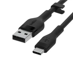 Кабель USB-A > USB-C заряджання/синхронізації Belkin 2м, 60Вт, Type-C, силіконовий з кліпсою, чорний фото