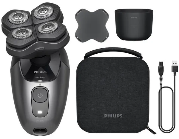 Бритва електр. для головы Philips Pro Series 7000,  бритв.головок-4, Li-Ion, сух.+влажн., кейс для хран., сталь, черный