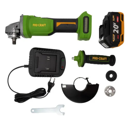 Аккумуляторная болгарка бесщеточная (125 мм, 20 В) Procraft PWA-220 (аккумуляторная шлифмашина угловая) с доставкой