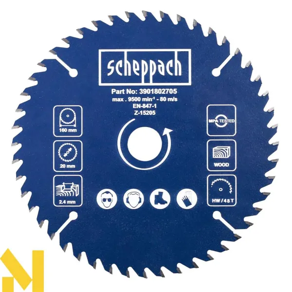 Пильний диск Scheppach HW Ø 160 x 20 x 2,4 x 1,3 мм / Z48