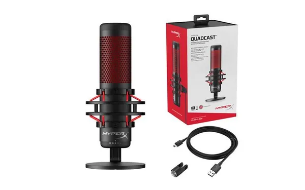 Мікрофон геймінговий HyperX QuadCast, Omni/Uni/Bi, USB-A, 3м, RGB, чорний