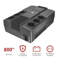 Джерело безперебійного живлення Trust Maxxon 800VA UPS with 6 standard wall power outlets BLACK фото