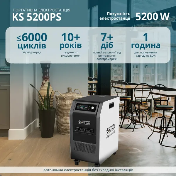 Заказать Портативная электростанция Konner&Sohnen KS 5200PS, 5200Вт, 5120Вт·ч, LifePo4, UPS, 56кг с доставкой