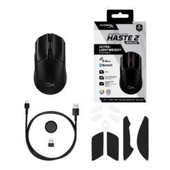 Мишь HyperX Pulsefire Haste 2, RGB, USB-A/WL/BT, черный фото